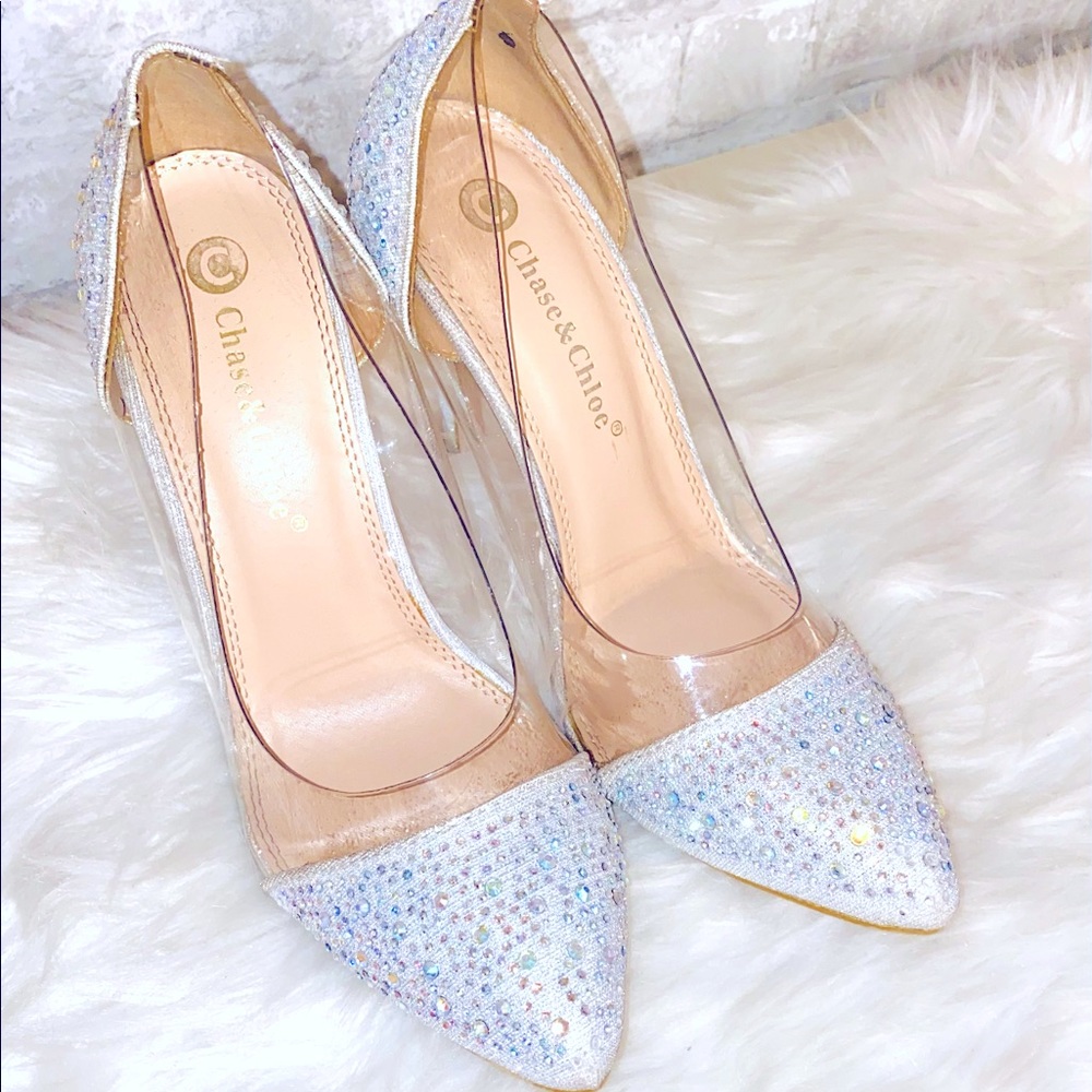 Beautiful clear and rhinestone heels
